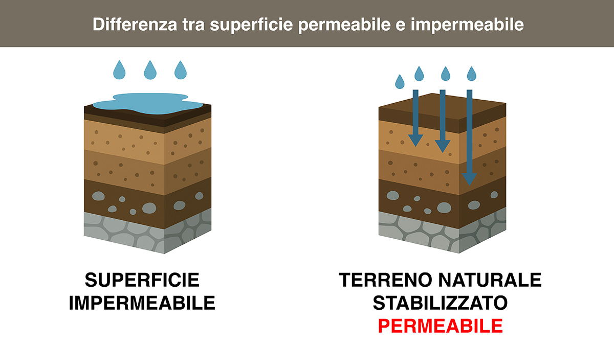 Differenza tra superficie permeabile e impermeabile