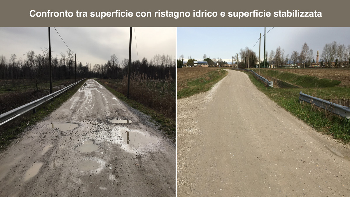 Confronto tra superficie con ristagno idrico e superficie stabilizzata